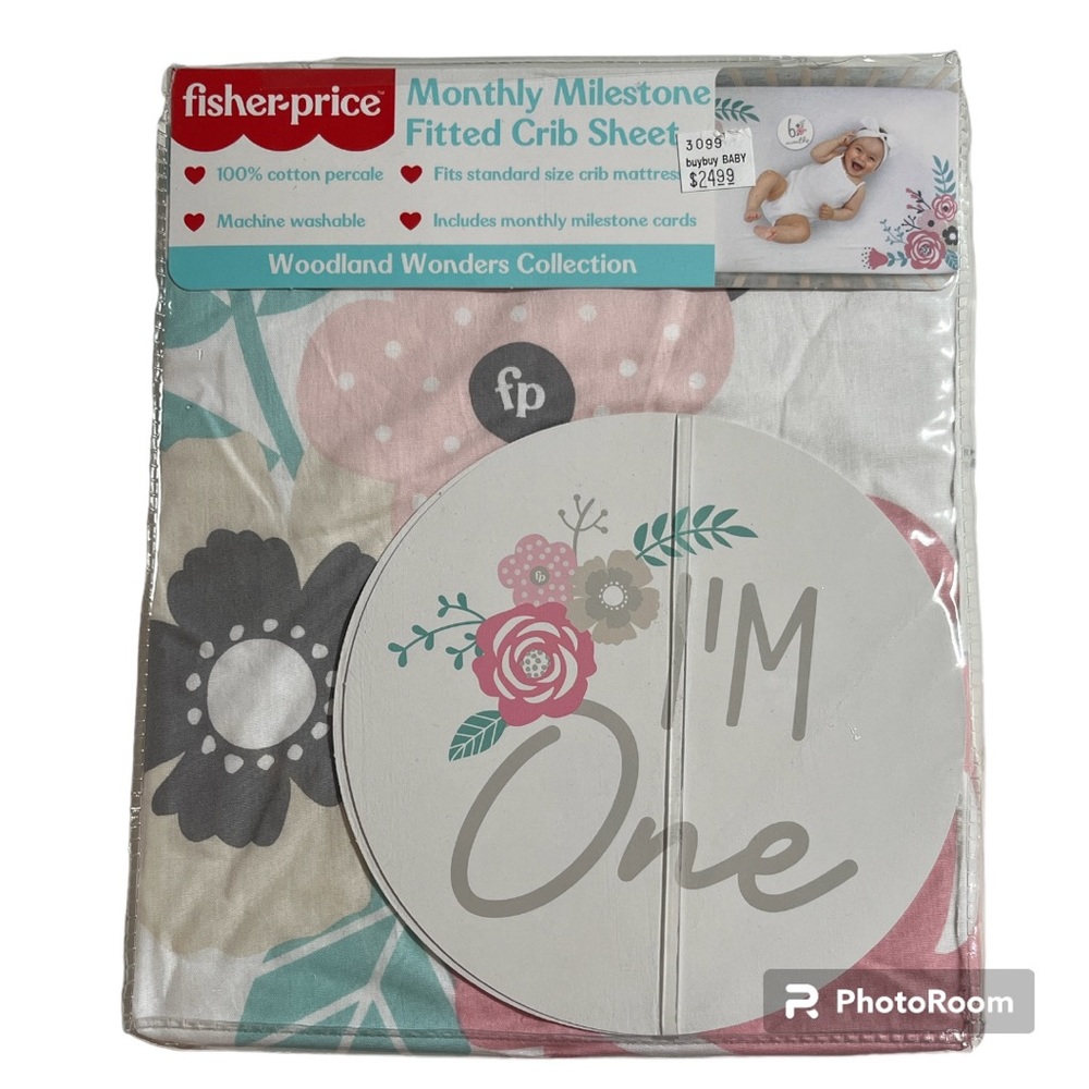 New in Package Fisher-Price Monthly Milestone Fitted Crib Sheet